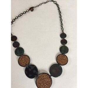 Statement Disk Necklace 20” Copper And Brown Colors